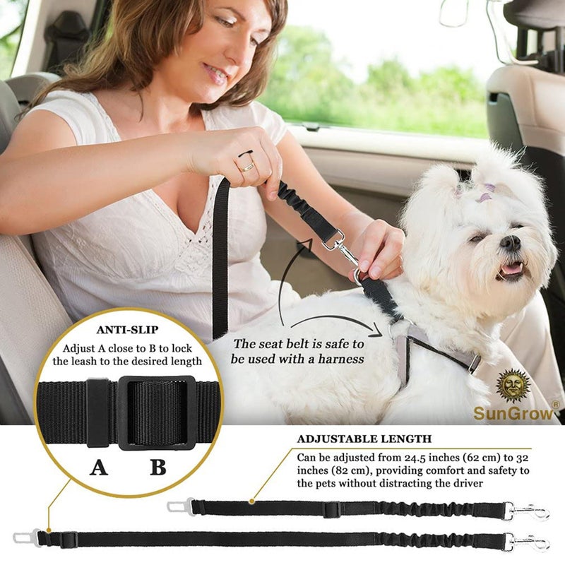 SunGrow Elastic Nylon Ferret Seat Belt, 24â€ - 36â€, Adjustable Black Harness, Elastic Tether with Metal Buckles, 2 Pcs per Pack - Image 3